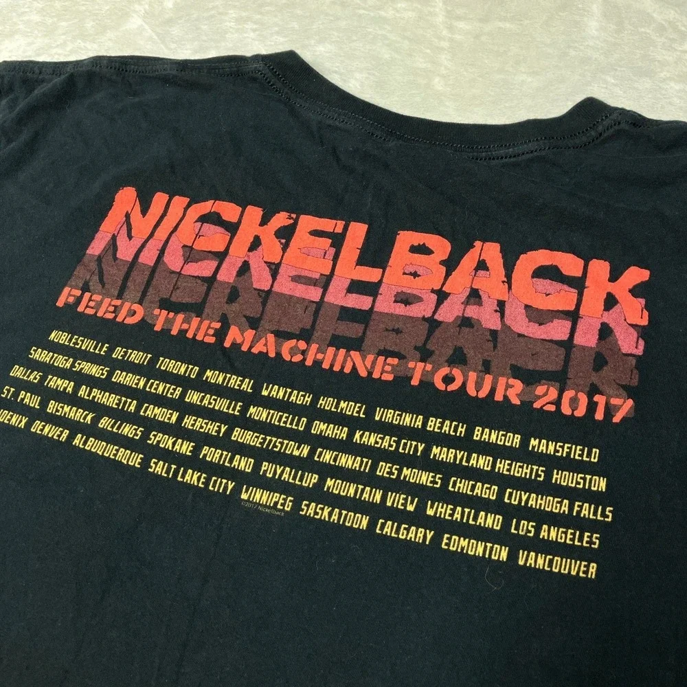 Nickelback Feed The Machine Tour 2017 T-Shirt Graphic Black Gildan Tee Mens 2XL